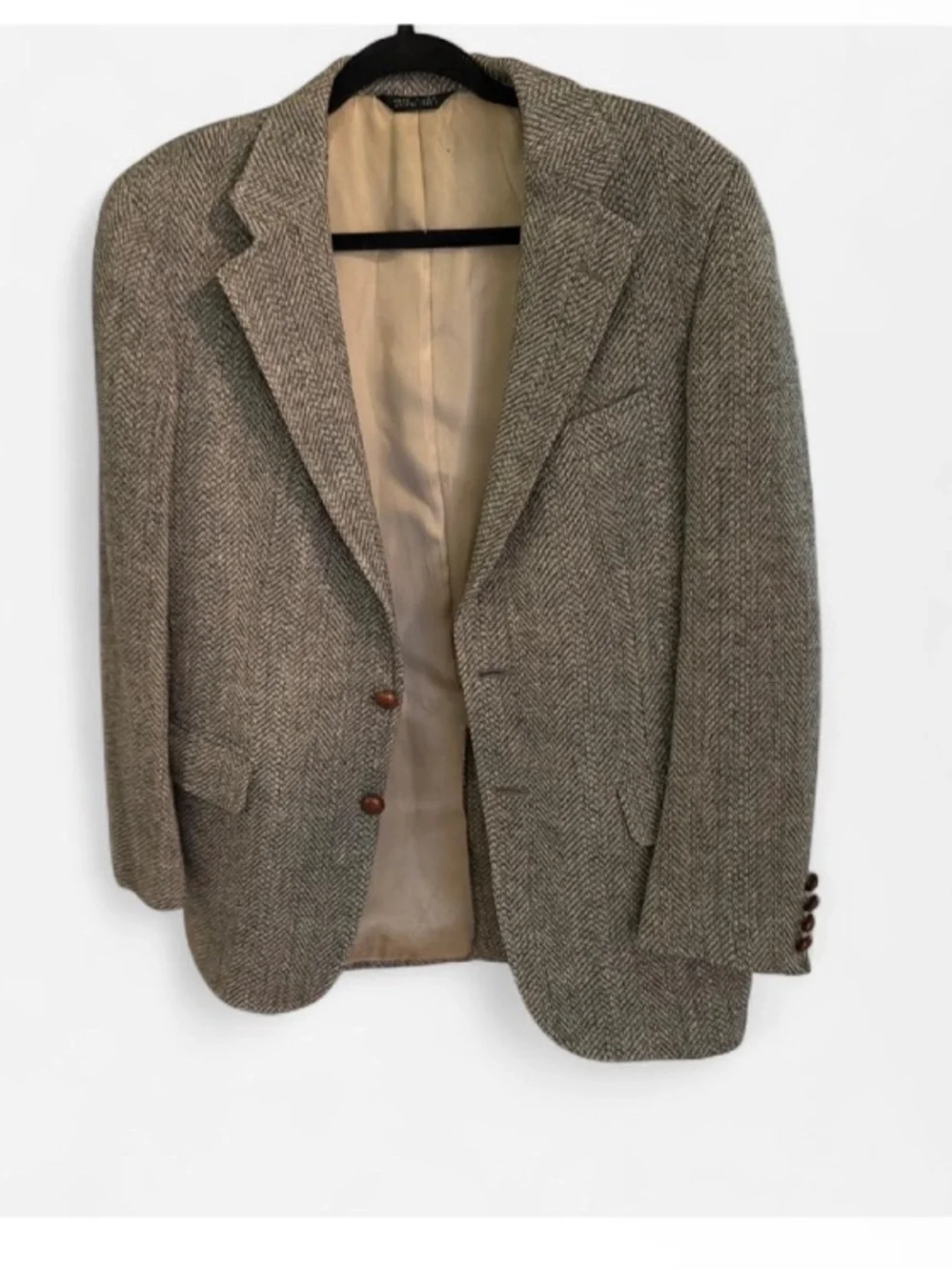 Chaps Men’s Brown Tweed Sport Coat with Beige Lining